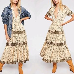 New without tag RARE $148 Free People Rare Feelings Floral Maxi Prairie Dress XS